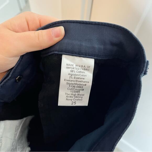 Current Elliot High Rise Skinny Ankle Pants Navy Blue Coated Size 25 - Picture 7 of 7